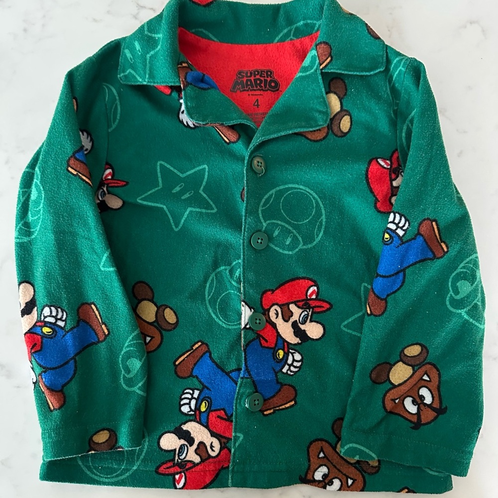 Super Mario Green Pajamas 4T